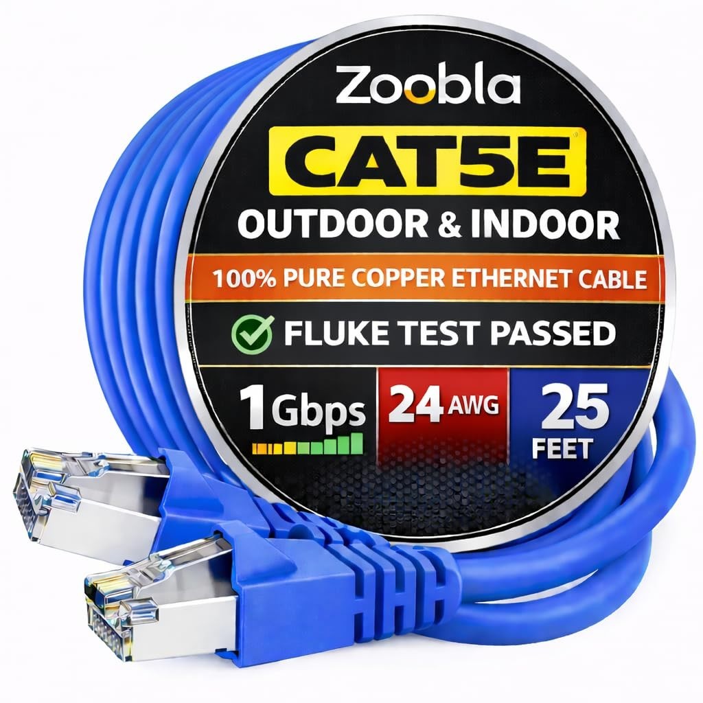 25FT Cat5e UTP Ethernet Patch Cable, 100% Pure Copper LAN Cable.