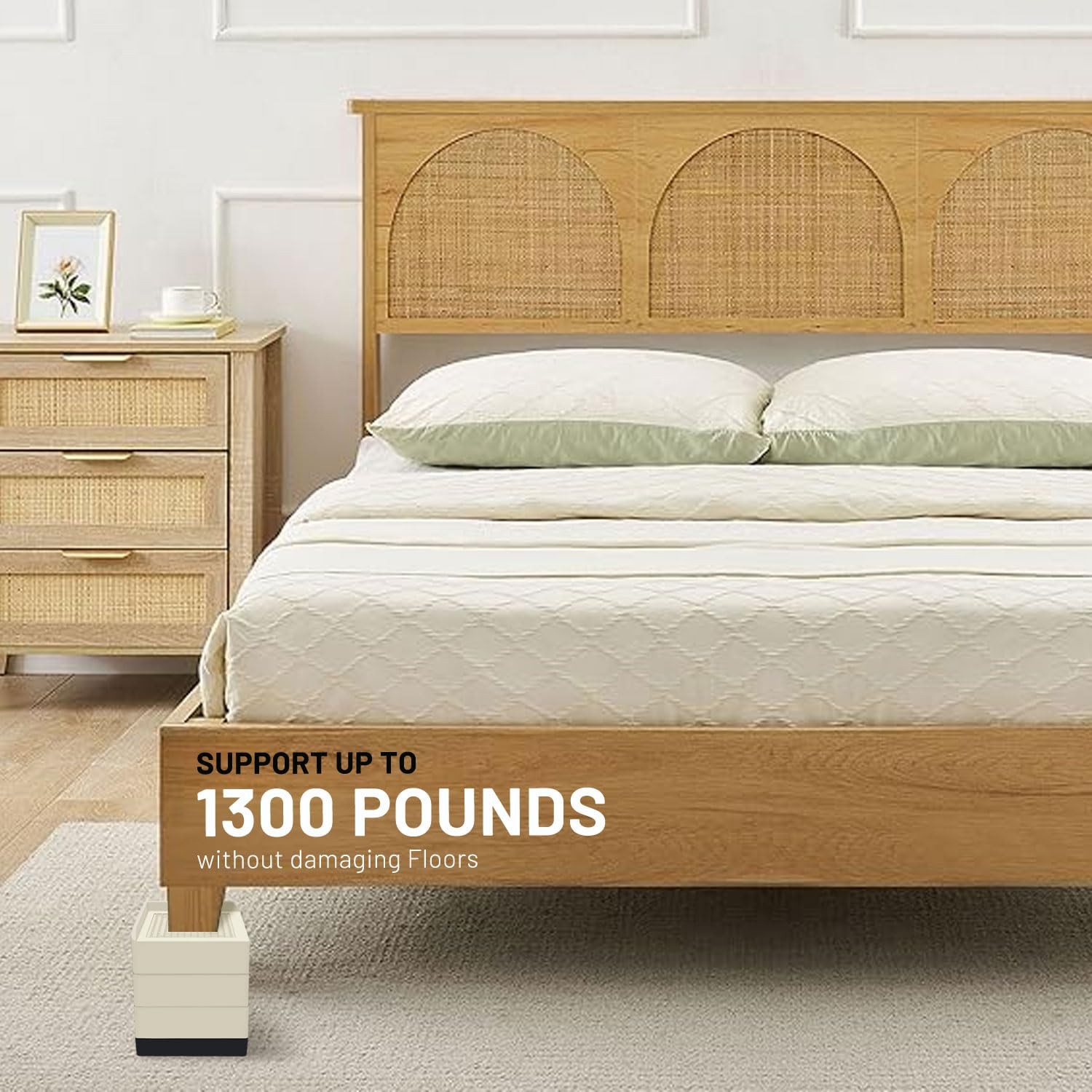 Bed Risers，Heavy Duty 4 Inch Furniture Risers Elevator for Sofa Table and Des...