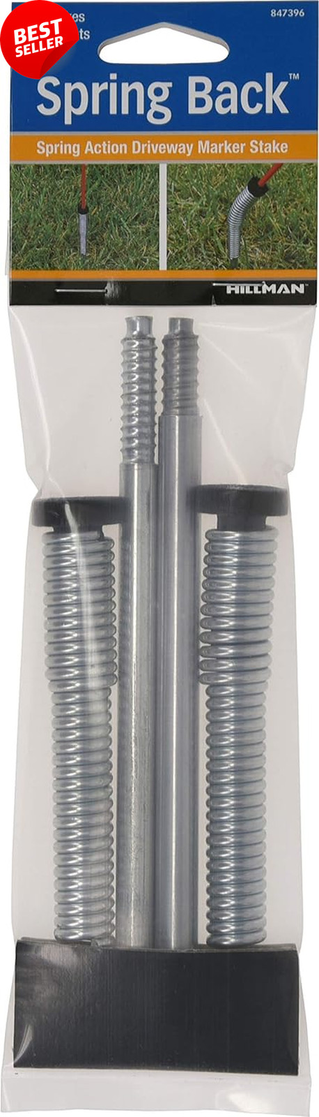 847396 Driveway Marker Stake, Spring Back, Reflective Silver, Snow Poles, 2-Pack