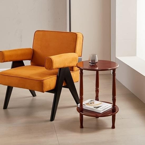Round Side Table 60.96cm, Two Tier End Tables for Small Spaces