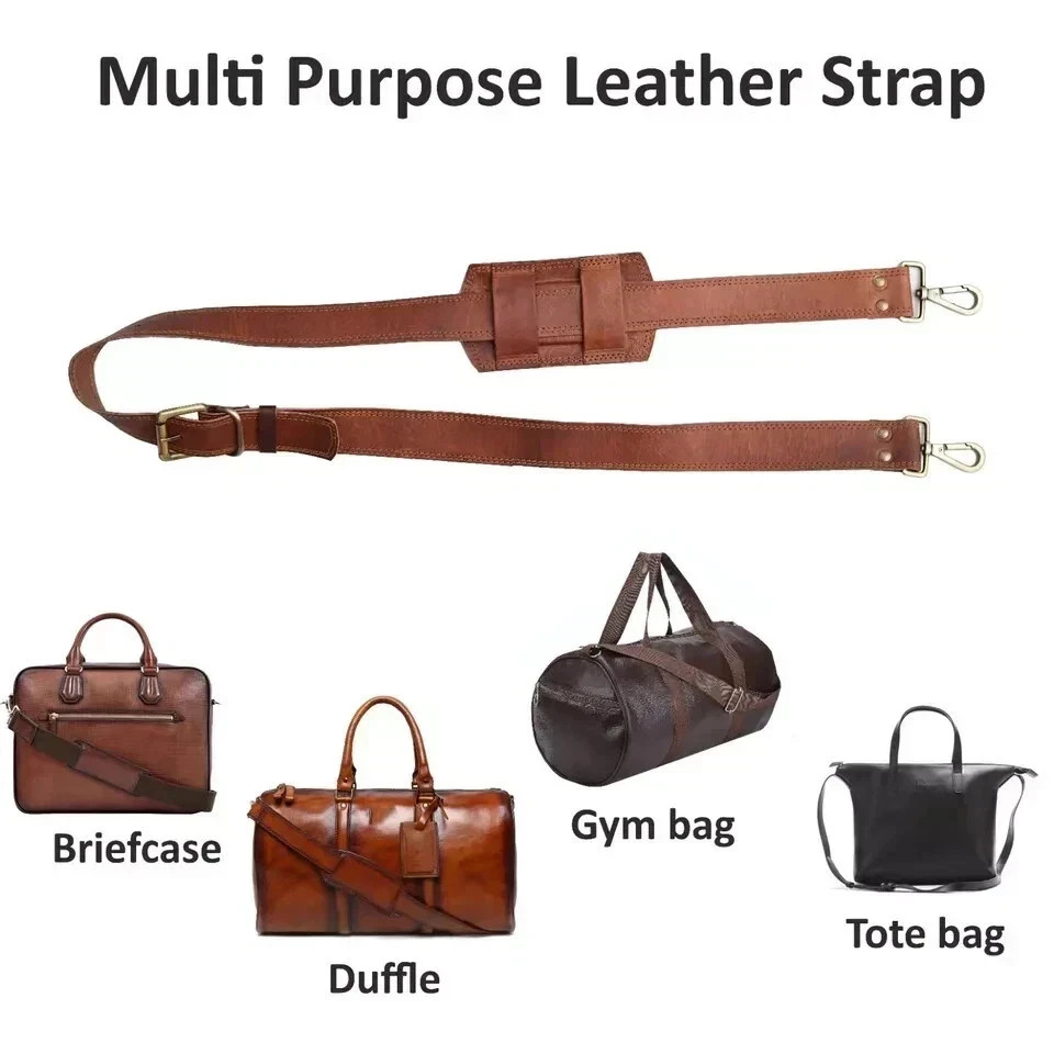 Handmade Leather Shoulder Replacement Strap for Messenger Briefcase Bag & Duffle