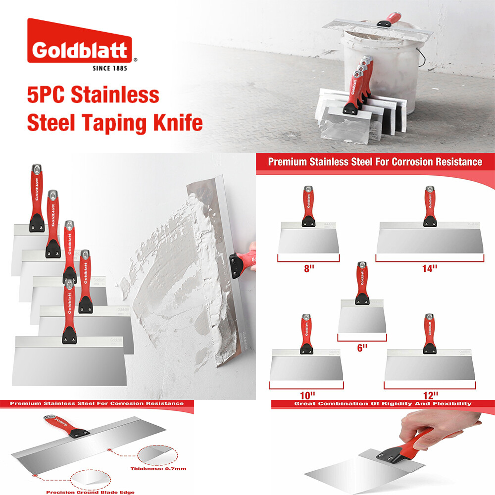 Goldblatt 5 PIECS Taping Knife Set Stainless Steel Includes 6'' 8''10''12'' 14''