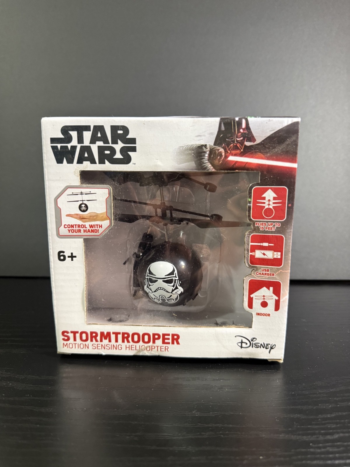 Star Wars Disney Motion Sensing UFO Ball Helicopter Stormtrooper NIB