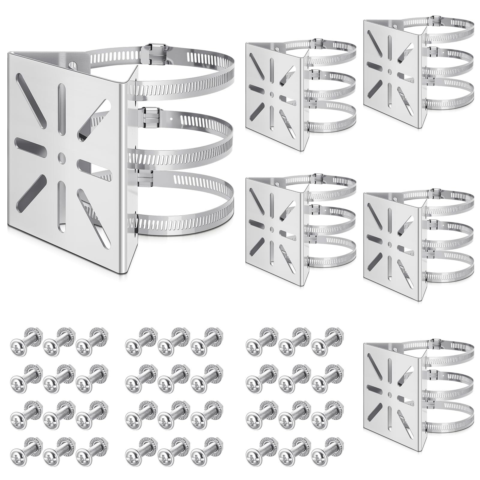 MorningRo 6 Pcs Universal Vertical Pole Mount 4.64 x 4.37 x 2.12 inches, Gray