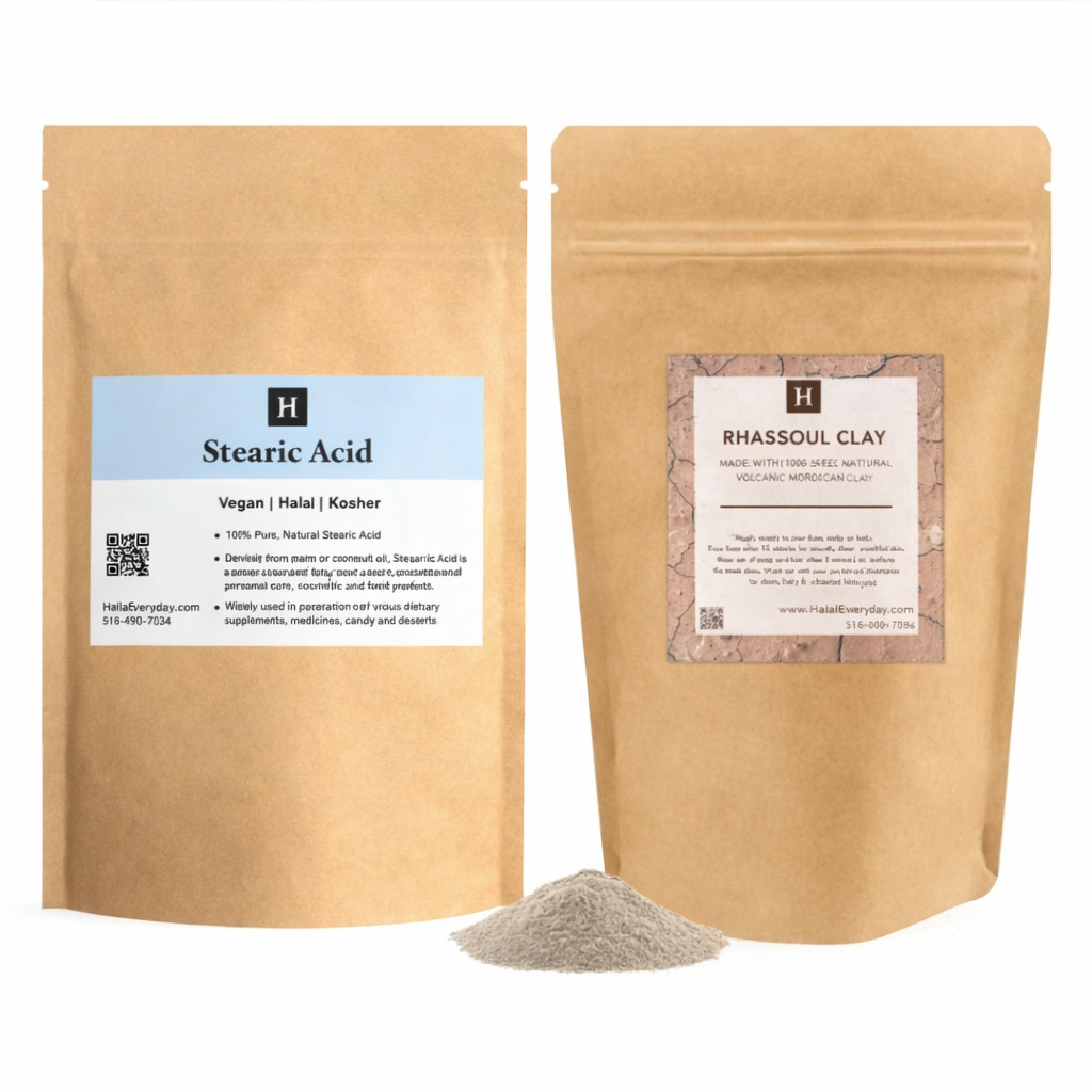 Stearic Acid 1lb Food Grade & Rhassoul Clay 1lb Moroccan Natural Soap DIY