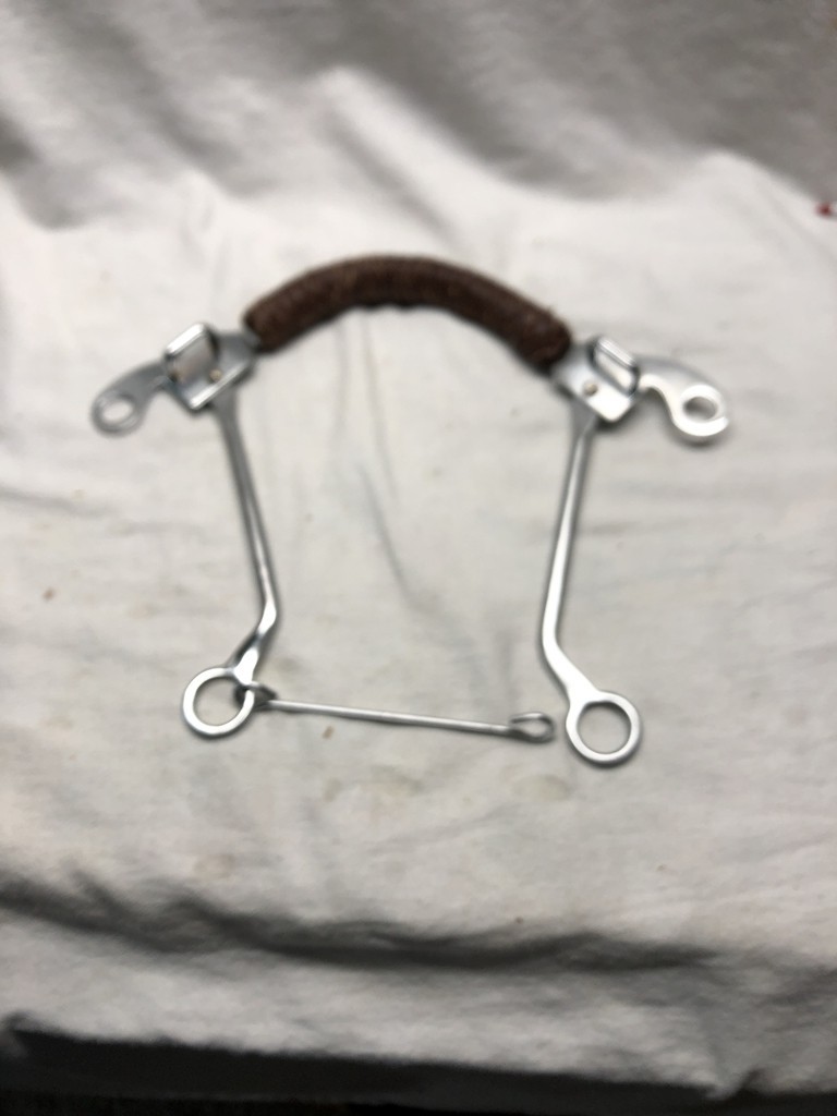 Western Mechanical Hackamore Bit with Braided Leather Noseband 8 " Shank
