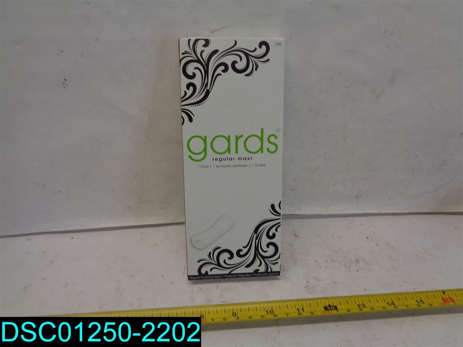 QTY=250: GARDS Regular Maxi Pads Individually Boxed