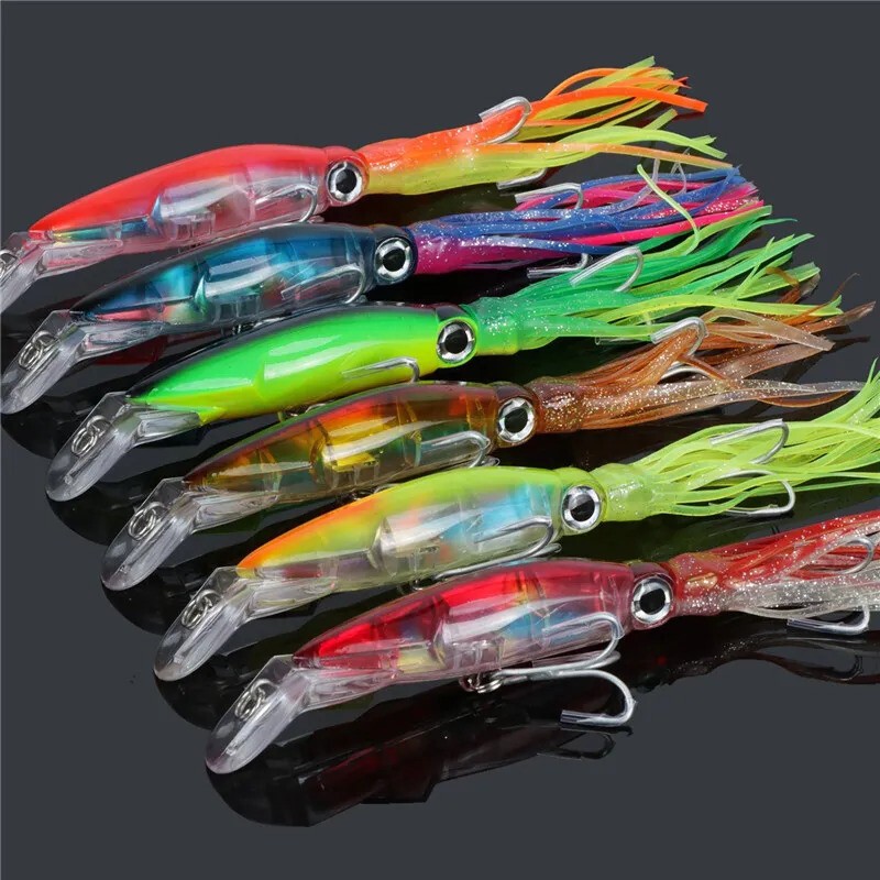 6PCS Lot Trolling Fishing Lures Squid Octopus Jig Big Game Bait Saltwater USA