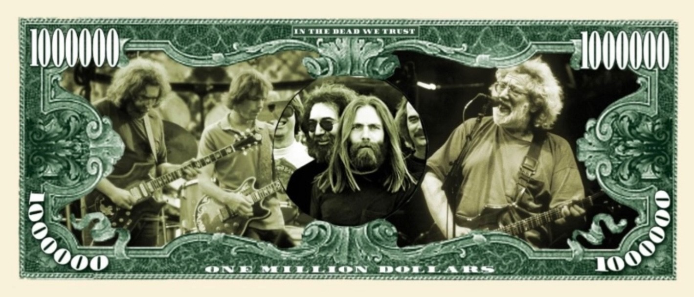 5 Pack Grateful Dead Rock Music 1 Million Dollars Collectible Novelty Money