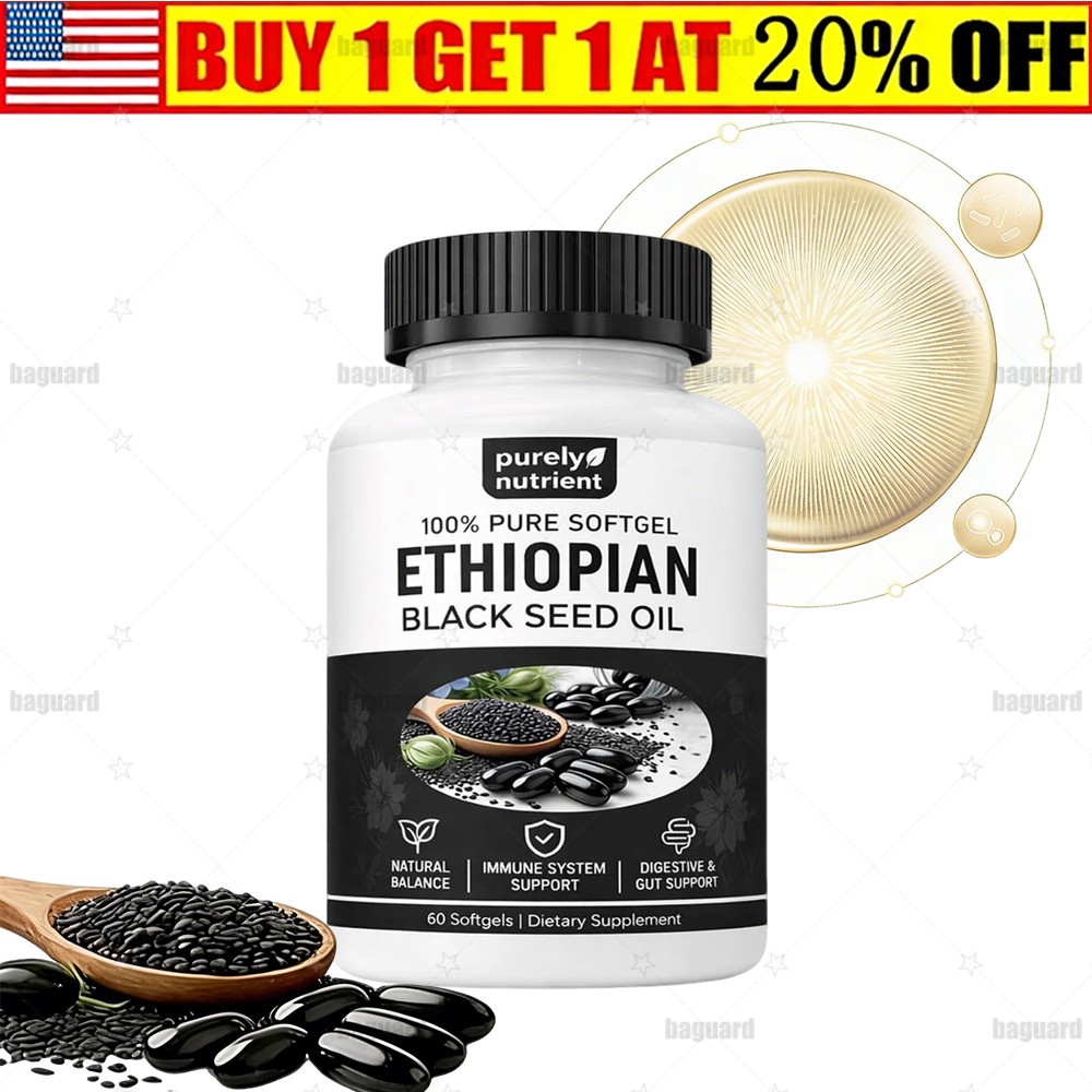 Ethiopian Black Seed Oil Softgels |4.64% Thymoquinone |Gluten-Free, 60 capsules
