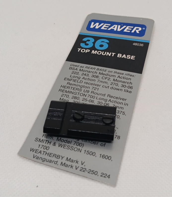 Weaver Top Mount Base 36, # 48036, SCOPE TOP MOUNT BASE (bn)