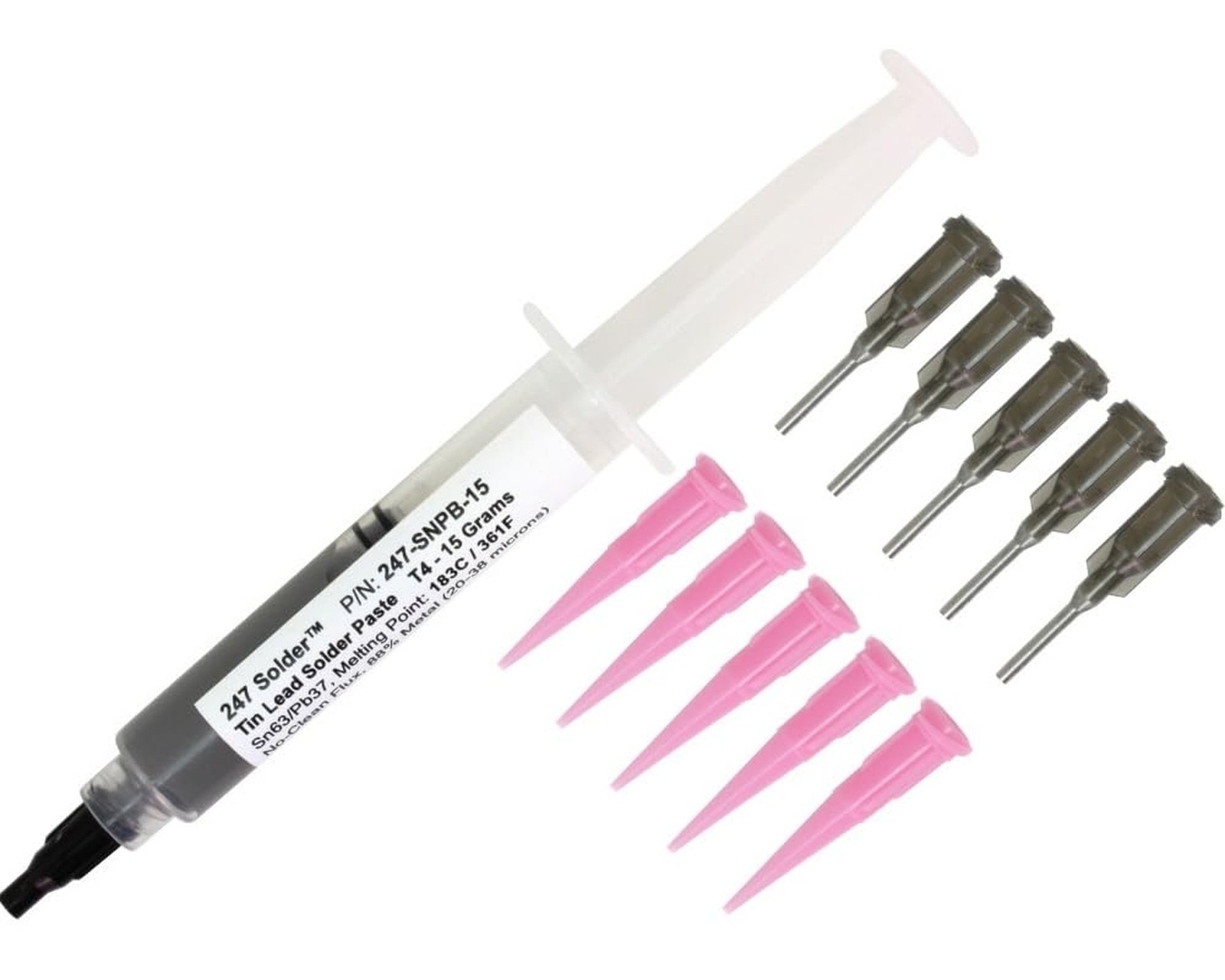 247-SNPB-15 No Clean SnPb Leaded Solder Paste 15 Grams Sn63/Pb37 T4 88% Metal