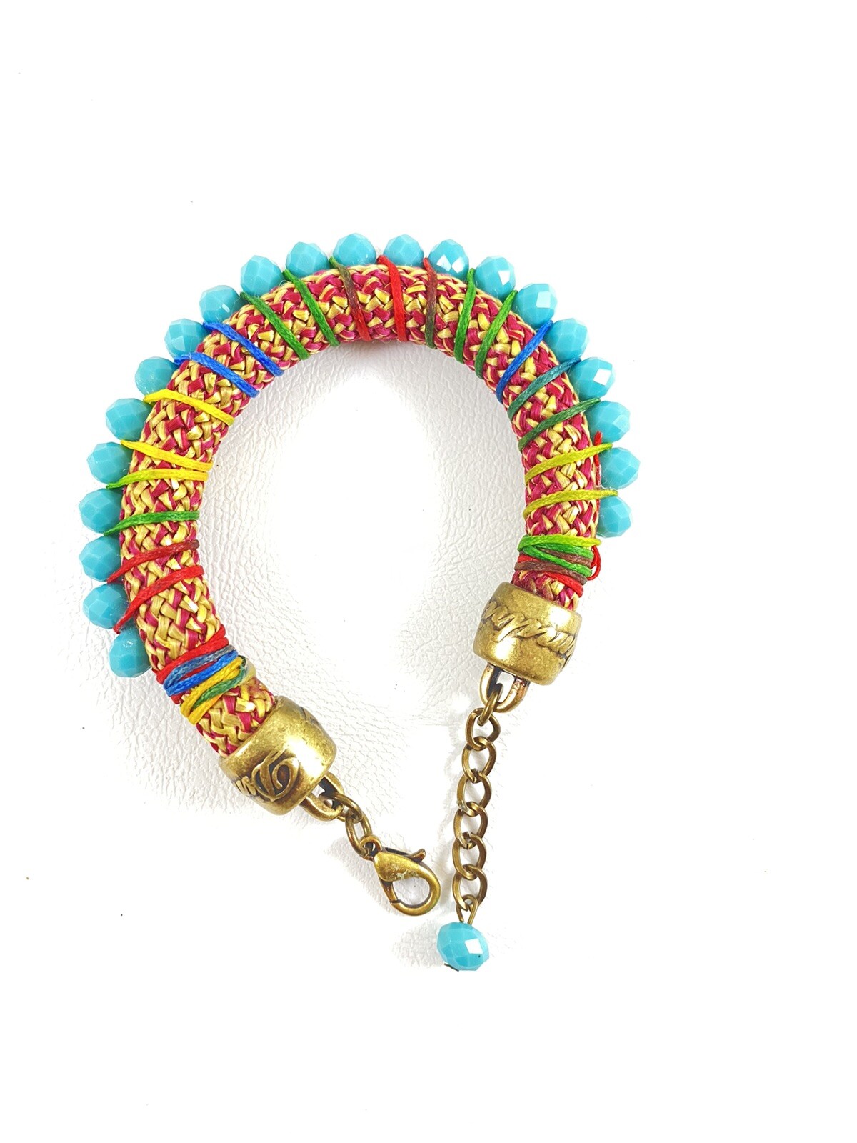 Dimitriadis Rainbow Blue Mineral 3 Inch Bohemian Rope Bracelet