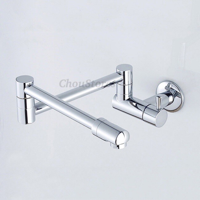 Wall Mount Foldable Swivel Spout Kitchen Sink Faucet Stretch Cold Water Tap Soli