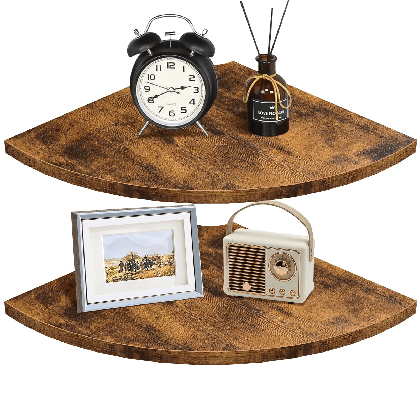 Homode Corner Shelf Wall Mount, 12 Inch Wood Floating Corner Shelves with Cor...