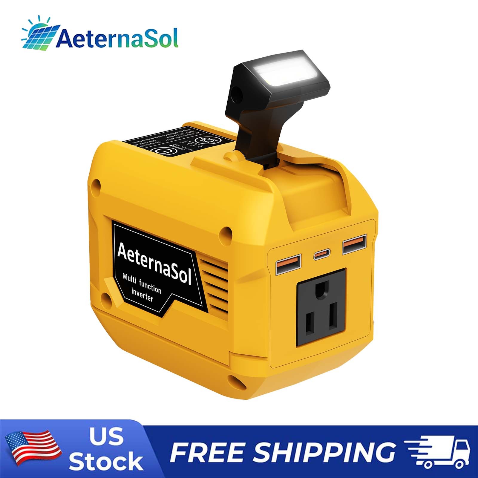 250W Power Inverter Portable Power Station for Dewalt 20V 110V AC Outlet USB-C