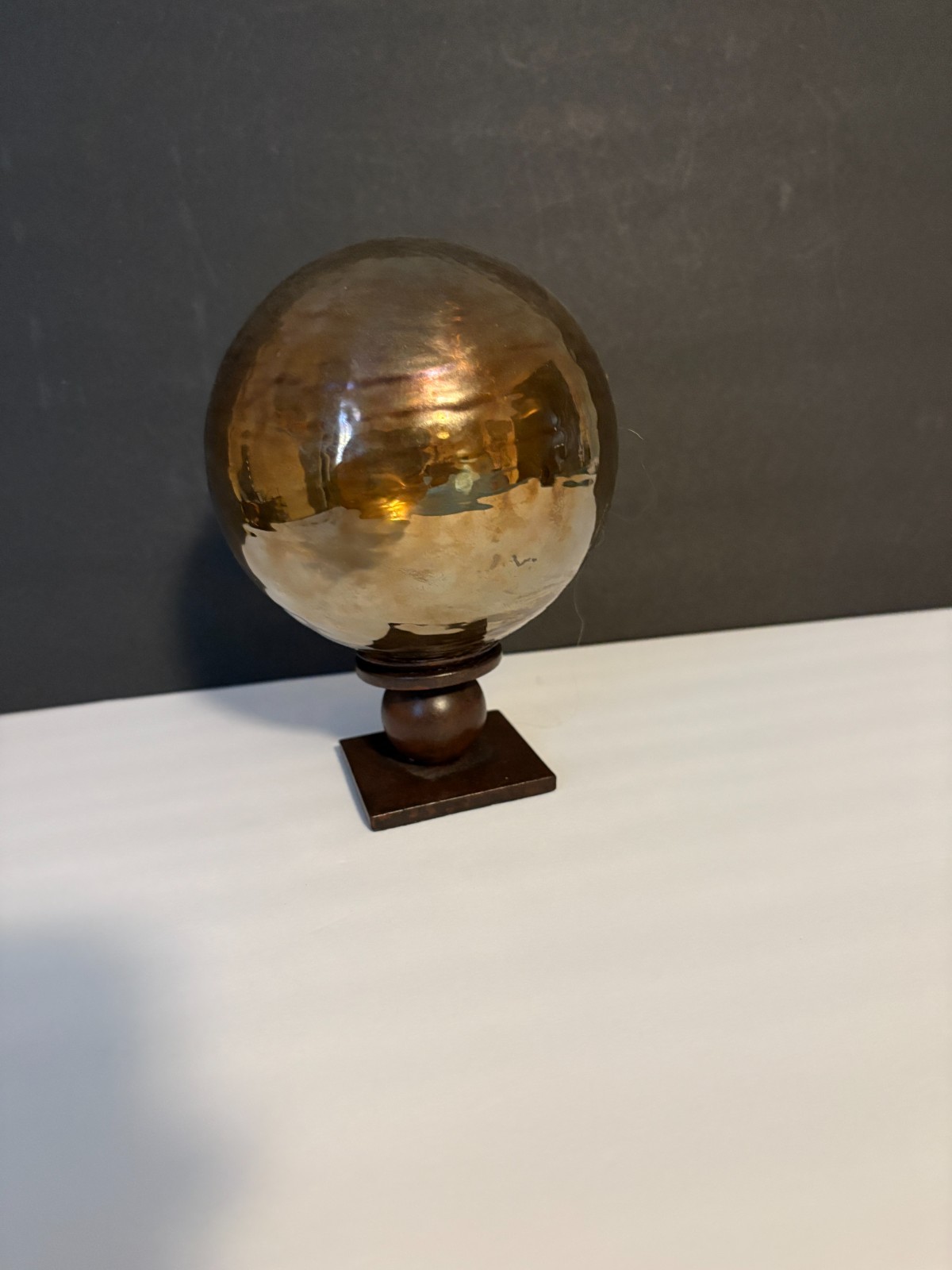 Reflective Smoked Glass Globes Ball Sphere on Metall Stand 7" Heigh