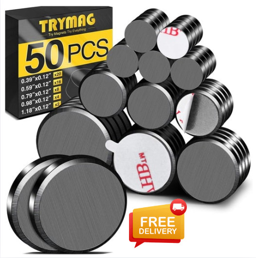 Small Magnets for Crafts with Adhesive Backing, 5 Different Size, 50Pcs Stron..