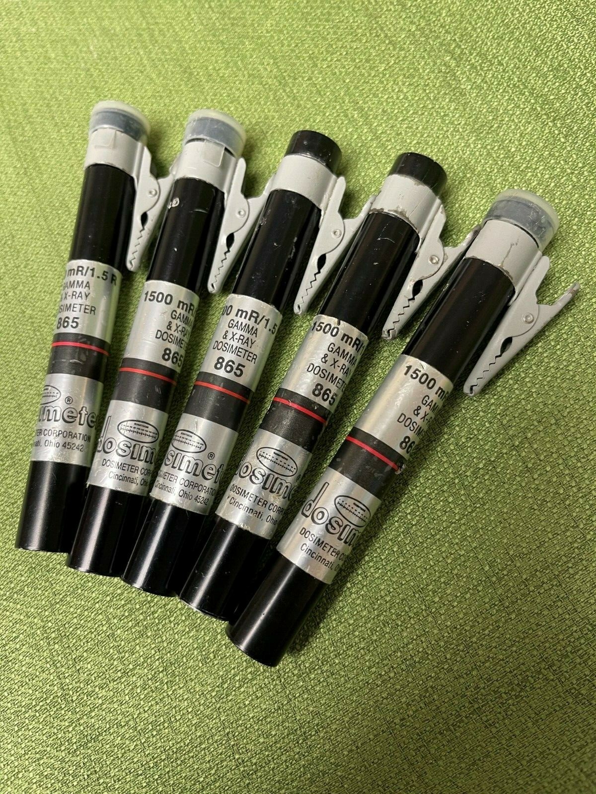 Dosimeter Corp Model 865 0-1500mR X-ray & Gamma pocket dosimeter-Lot of 5