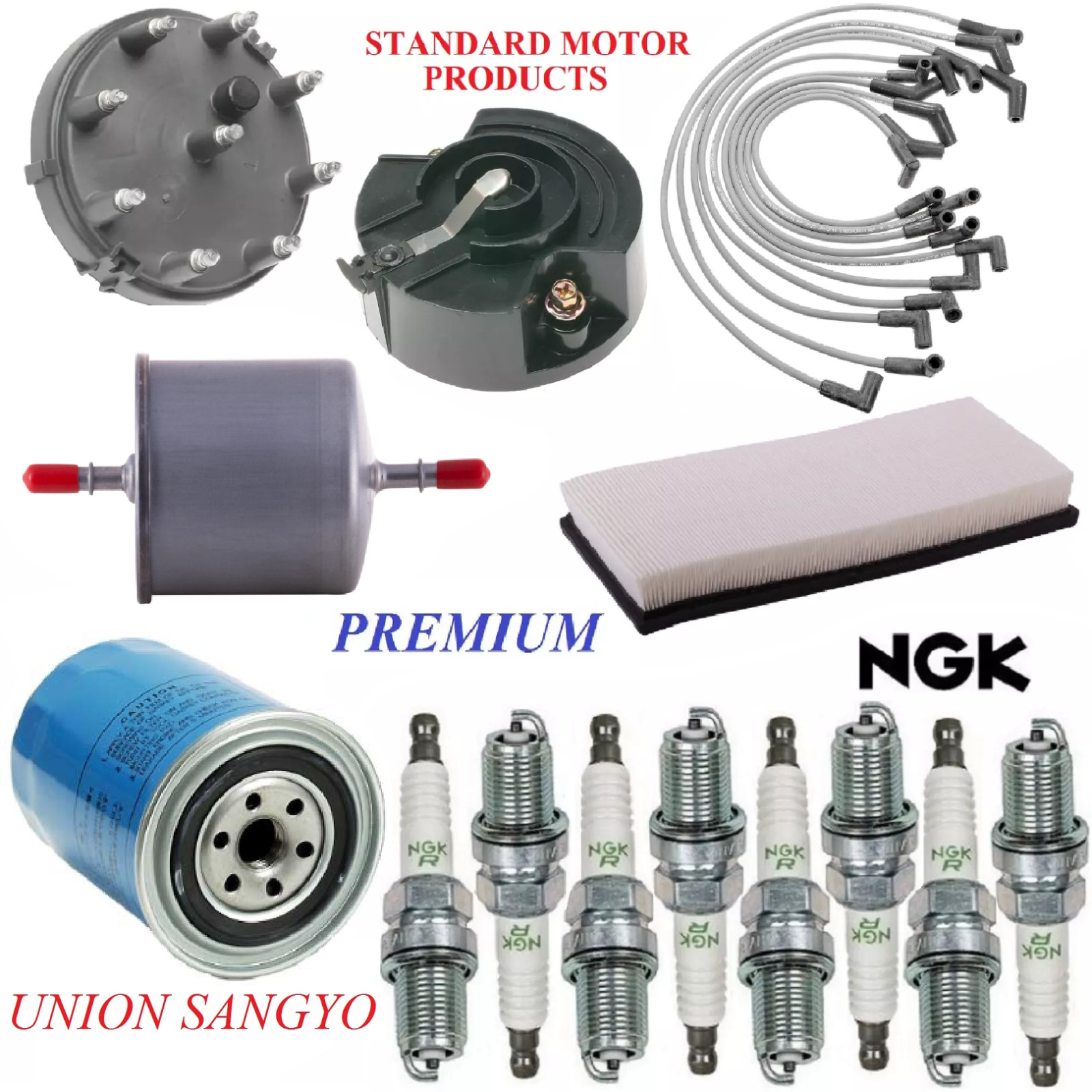 Tune Up Kit Filters Wire Plugs For FORD BRONCO V8 5.0L; W/ Screw-On Rotor 1987