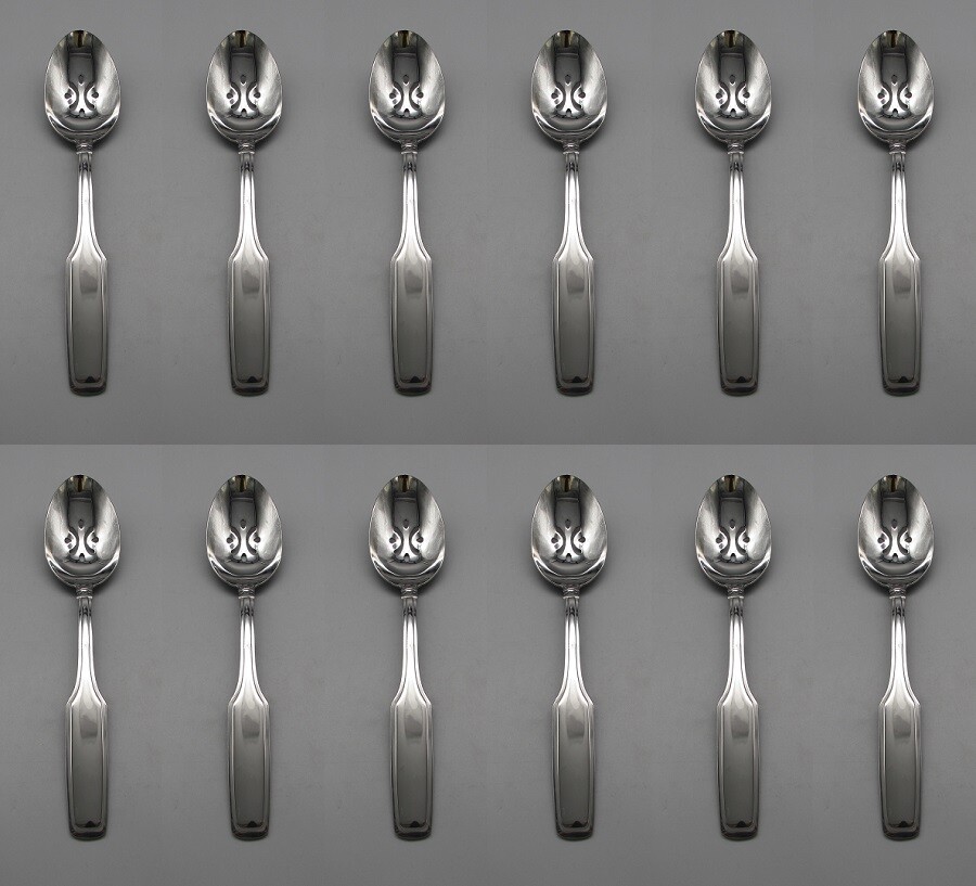 SET OF TWELVE - Oneida Stainless DANFORTH Slotted Serving Spoons NEW