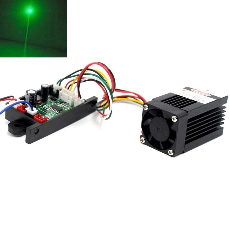 12V 532nm 50mW-70mW Green Ray Laser Diode Module w Cooling Fan