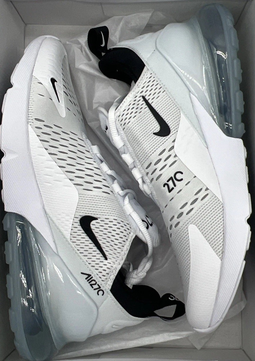NIke Air Max 270 White Black AH8050 100 Mens Size 10.5 NEW Running Sneakers