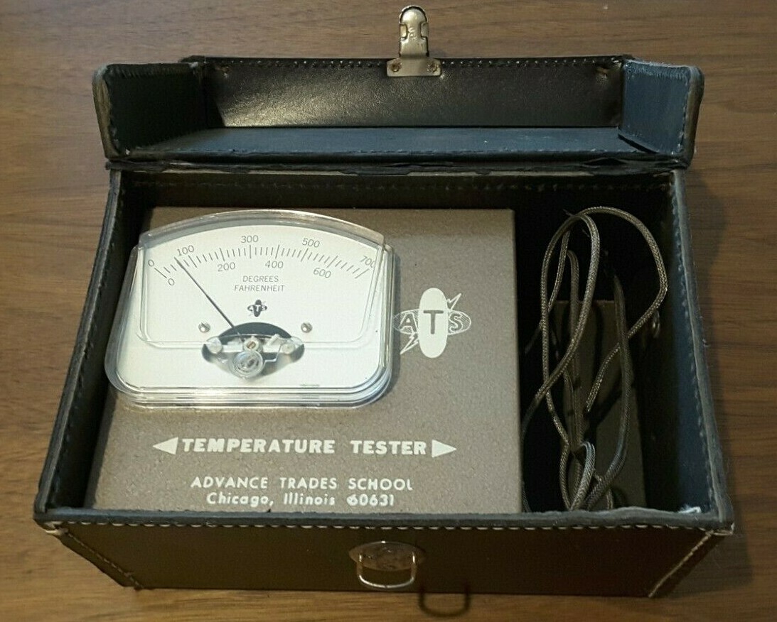 Vintage Pyrometer, Advance Trade School Chicago IL, Original Case, Free Shipping