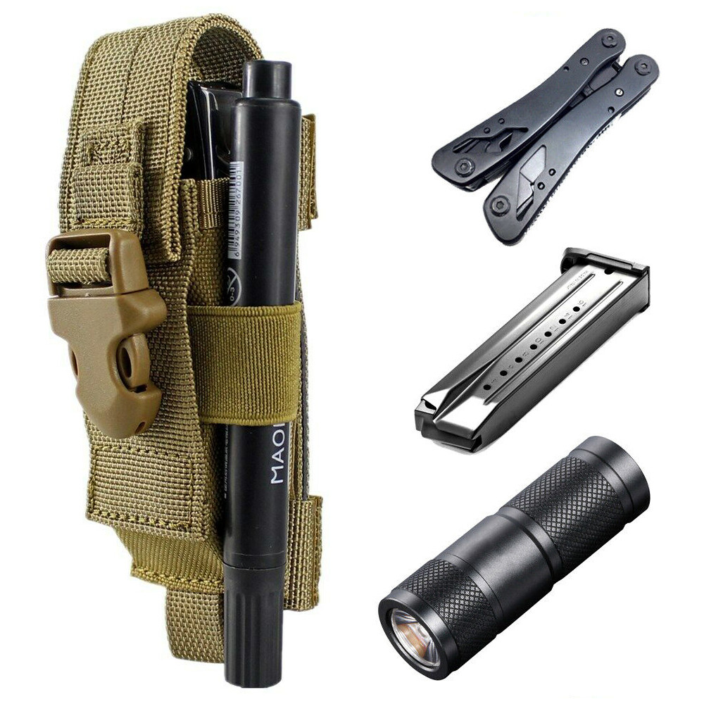 Tactical MOLLE Multitool Nylon Pack Utility Pouch for Flashlight Knife Pen Mag