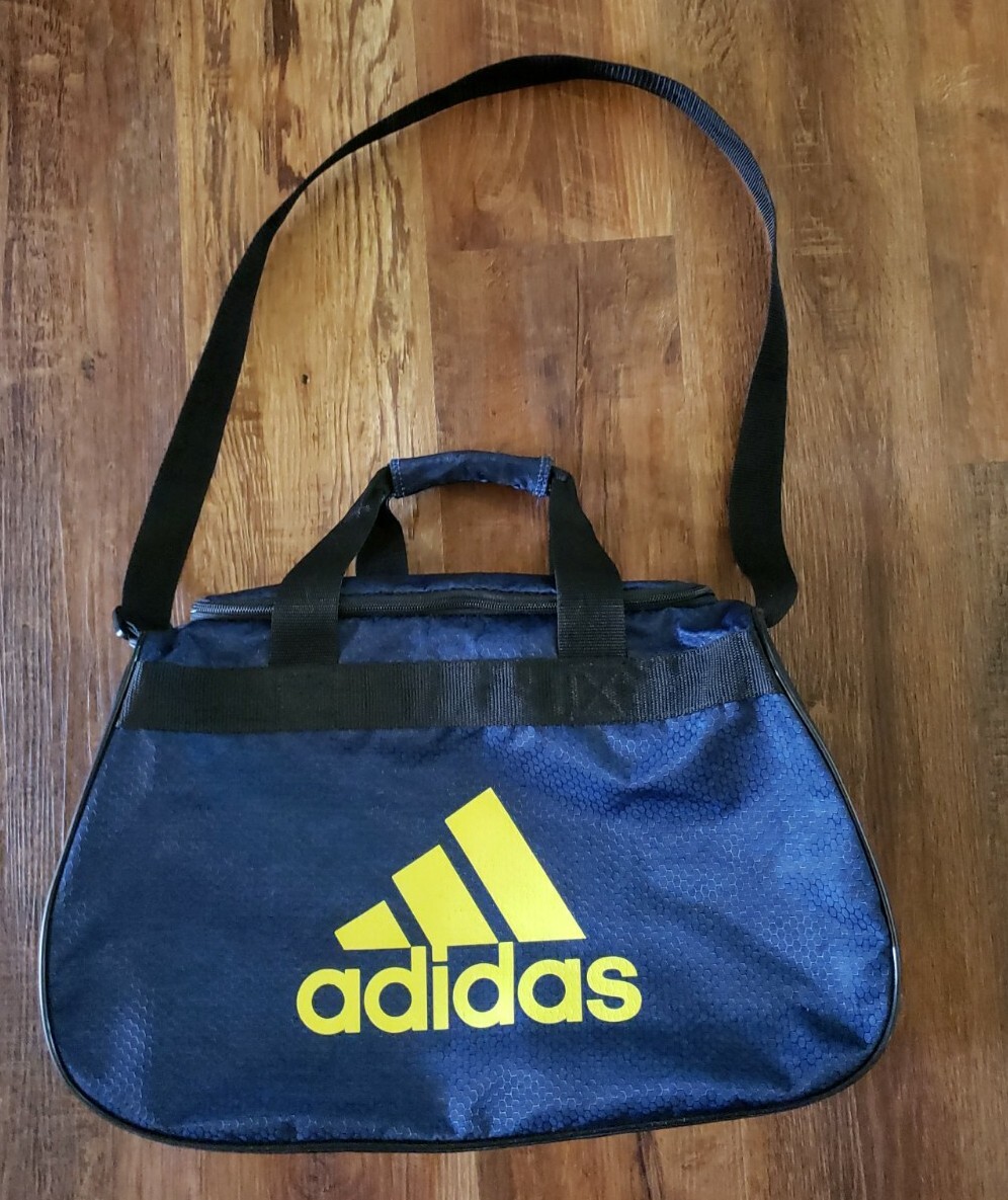 ADIDAS DUFFLE BAG GYM BAG NAVY, BLACK & YELLOW FREE SHIPPING