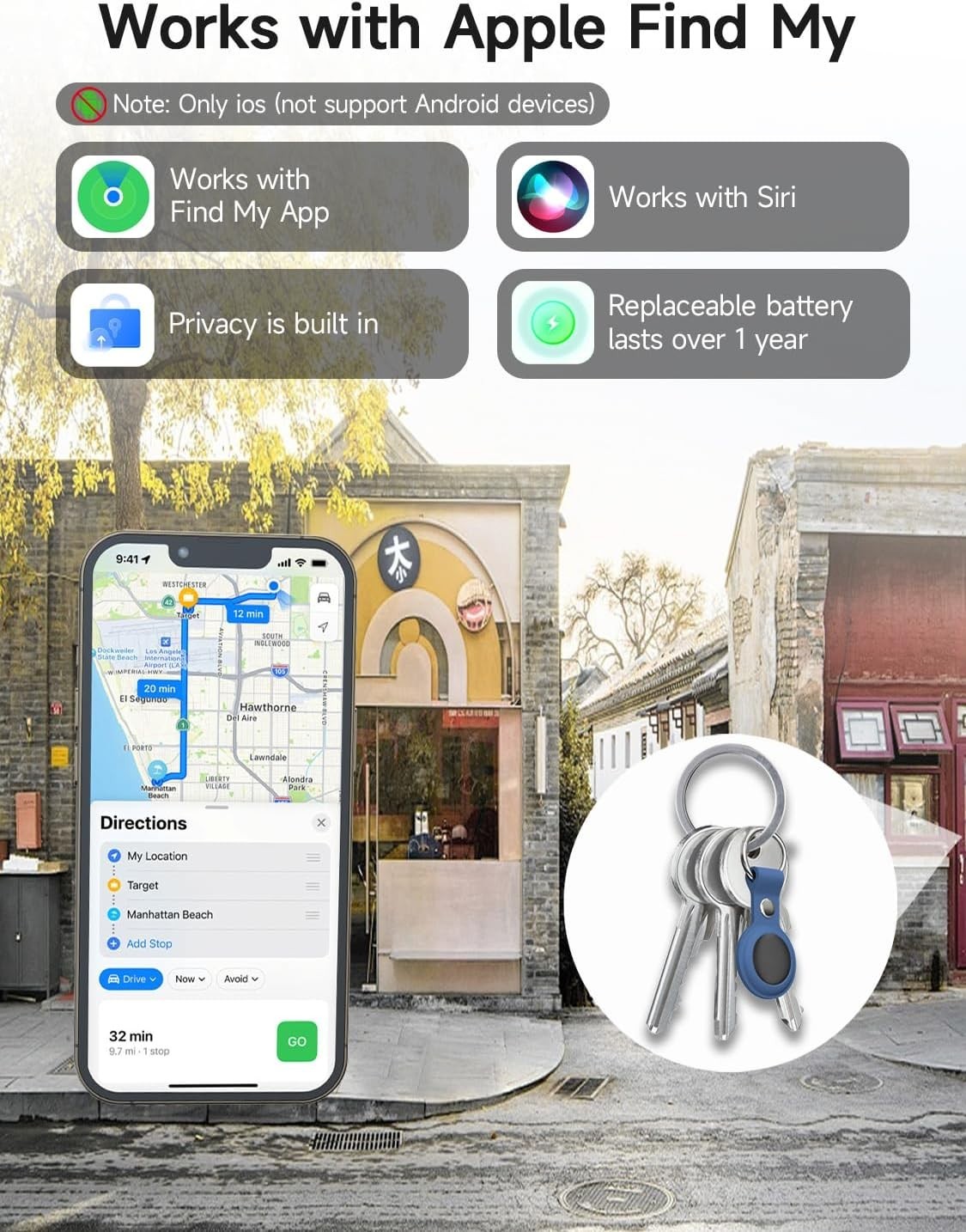 2026 Apple MFi Certified AirTags 4-Pack - Bluetooth Item Locators