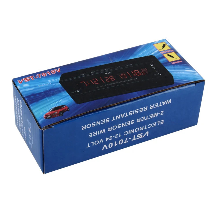 Digital Car Thermometer Voltage Meter Luminous Clock Tester Detector Multi-func
