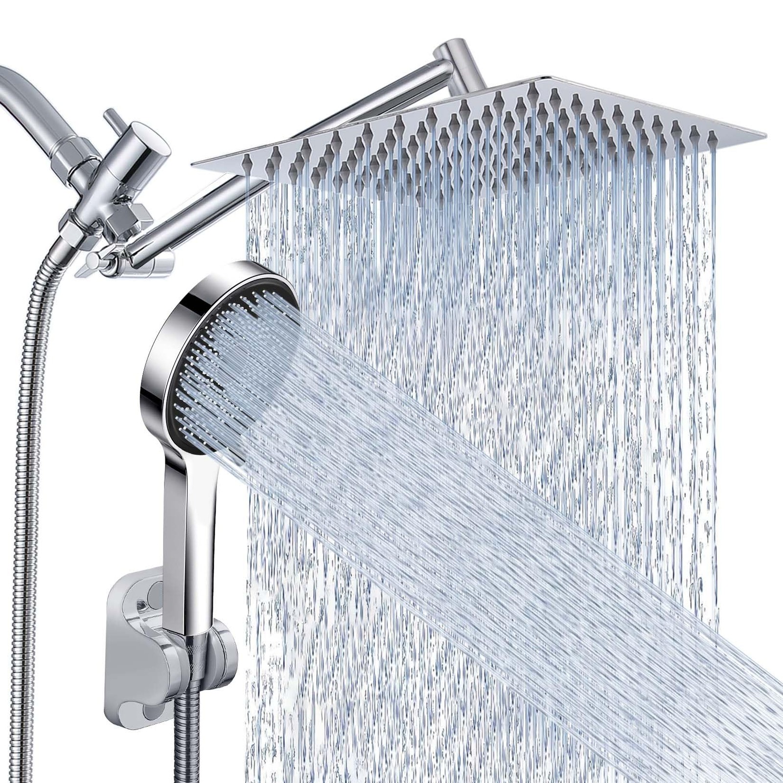 Shower Head, Rain Head with Handheld Spray 10 Inch - Standard, Silver