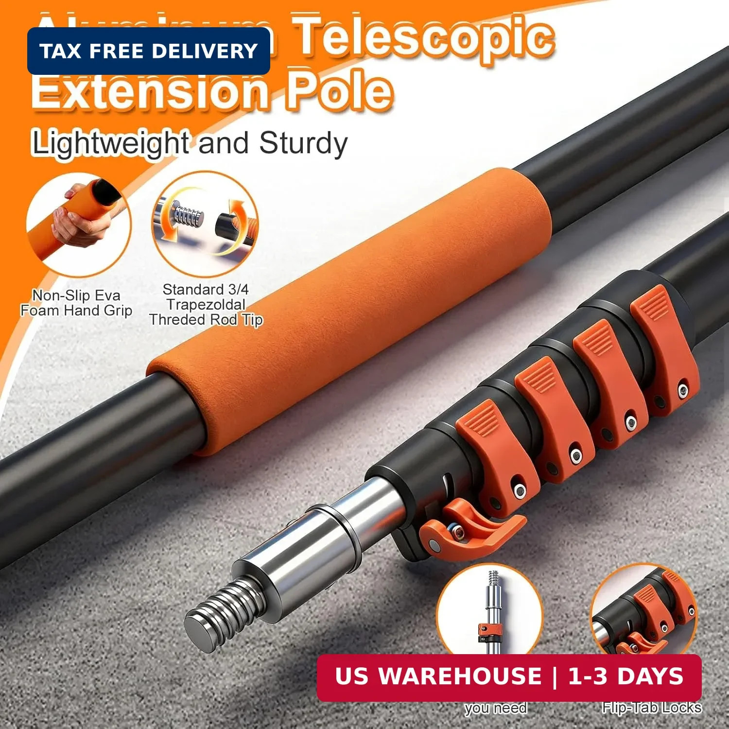 30FT High Window Cleaning Kit, 5-24 FT Telescoping Extension Pole with Dual Acti