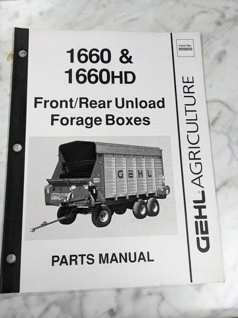 GEHL SERVICE REPAIR PARTS LIST MANUAL 1660 HD FRONT/REAR FORAGE BOXES 909859