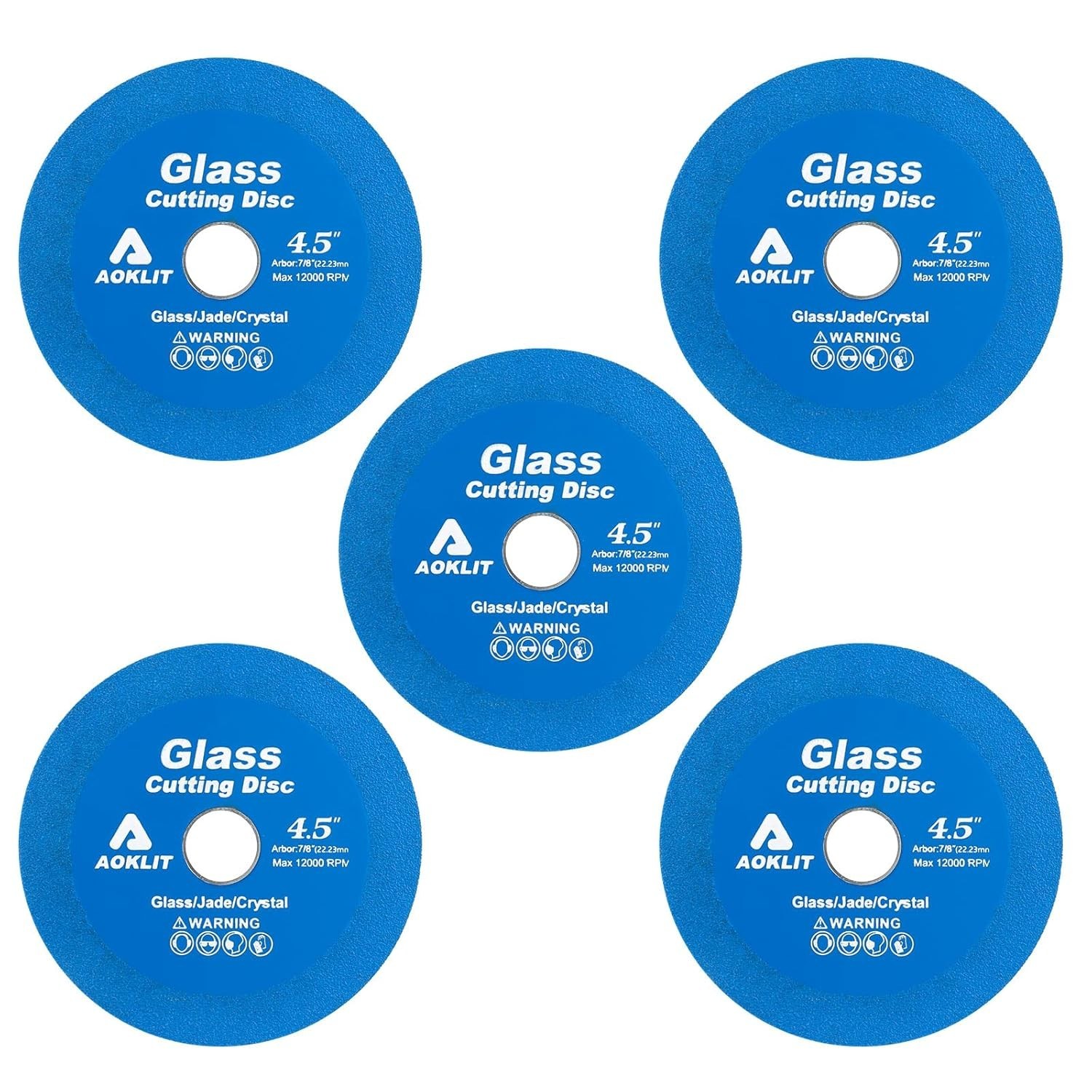 Glass Cutting Disc 4-1/2 Inch for Angle Grinder 7/8" (Model 115/125), 5 Pack Dia