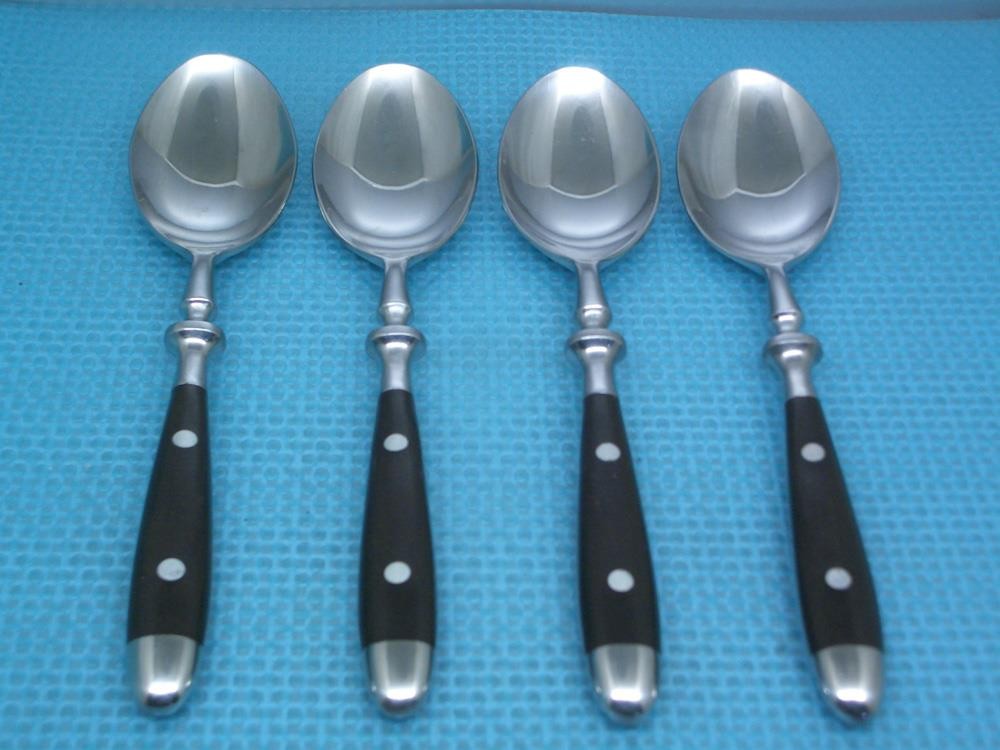Towle Supreme Cutlery GOURMET BLACK Set of 4 Soup Spoons 7 1/2" Stainless Japan
