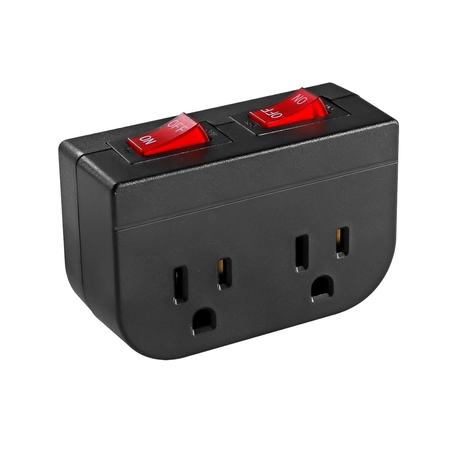 Grounded Outlet with Double on off Switch,  2 Port Electrical Outlet Plug Switch