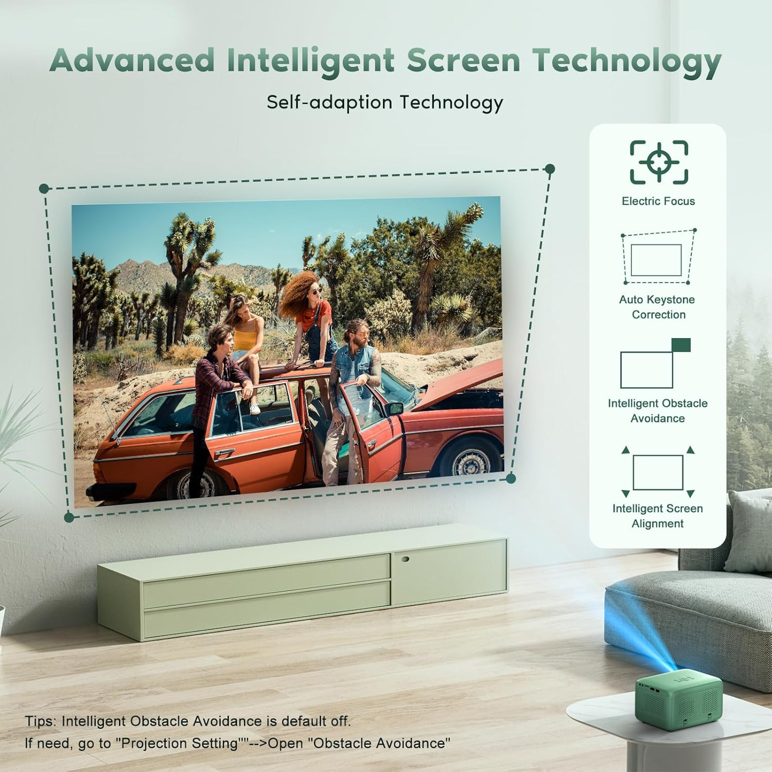 Projector with Wifi and Bluetooth, Native 1080P Portable Mini Projector 4K Suppo