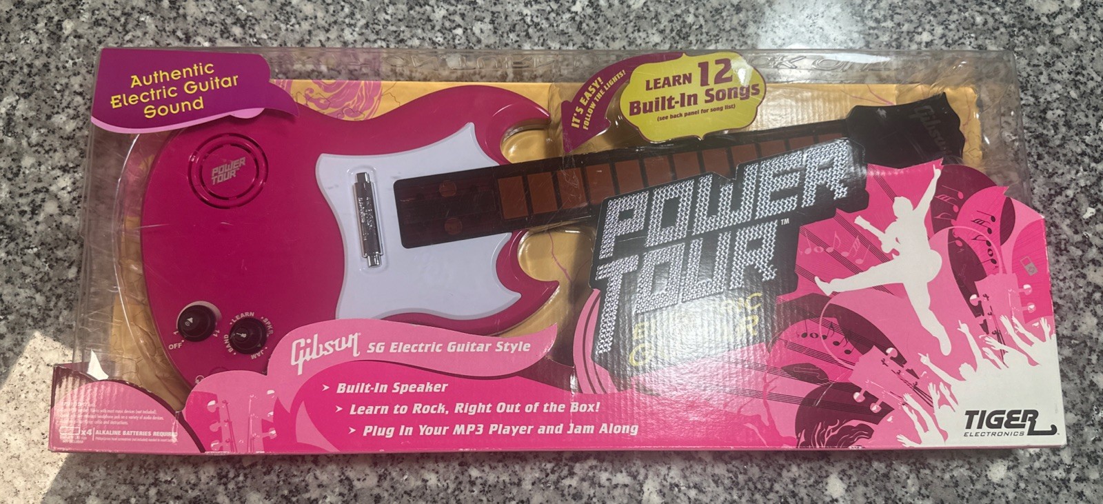 Tiger Electronics Power Tour Pink Gibson Electric Guitar Toy - New - Rare HTF