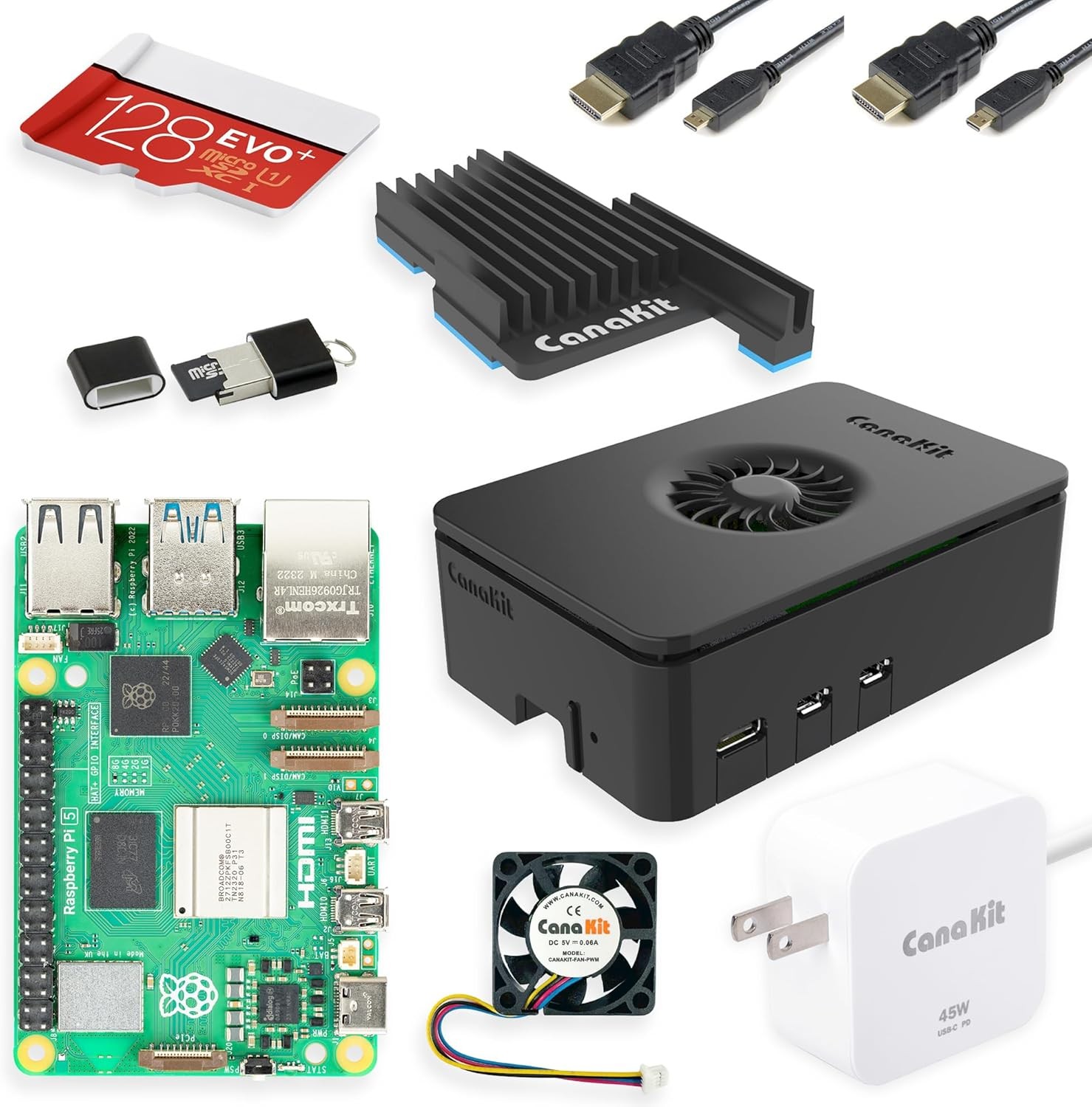 CanaKit Raspberry Pi 5 Starter Kit PRO - Turbine Black (128GB 4GB RAM