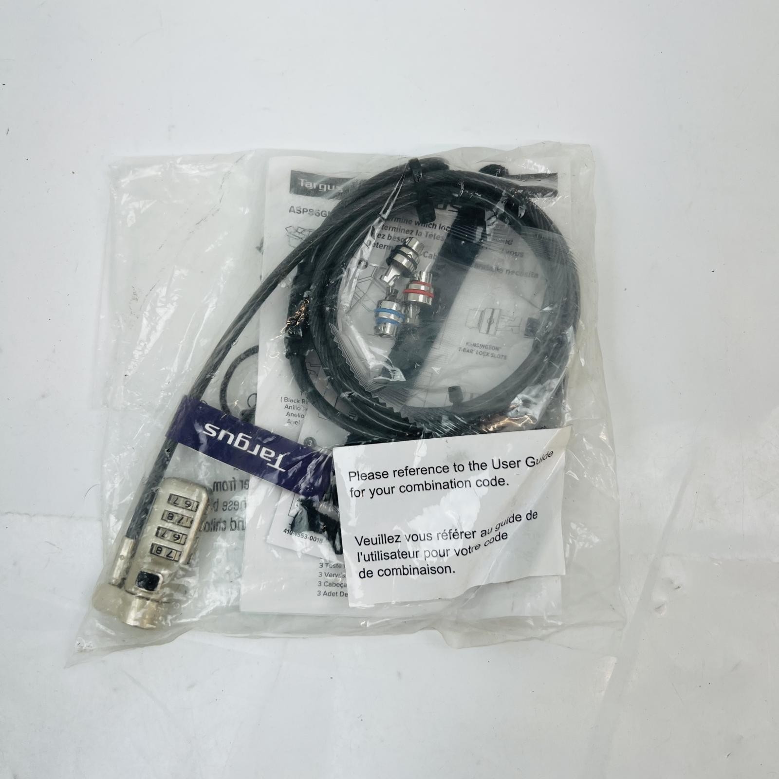 Targus Defcon 3-in-1 Serialized Combo Cable Lock ASP86GLX-S