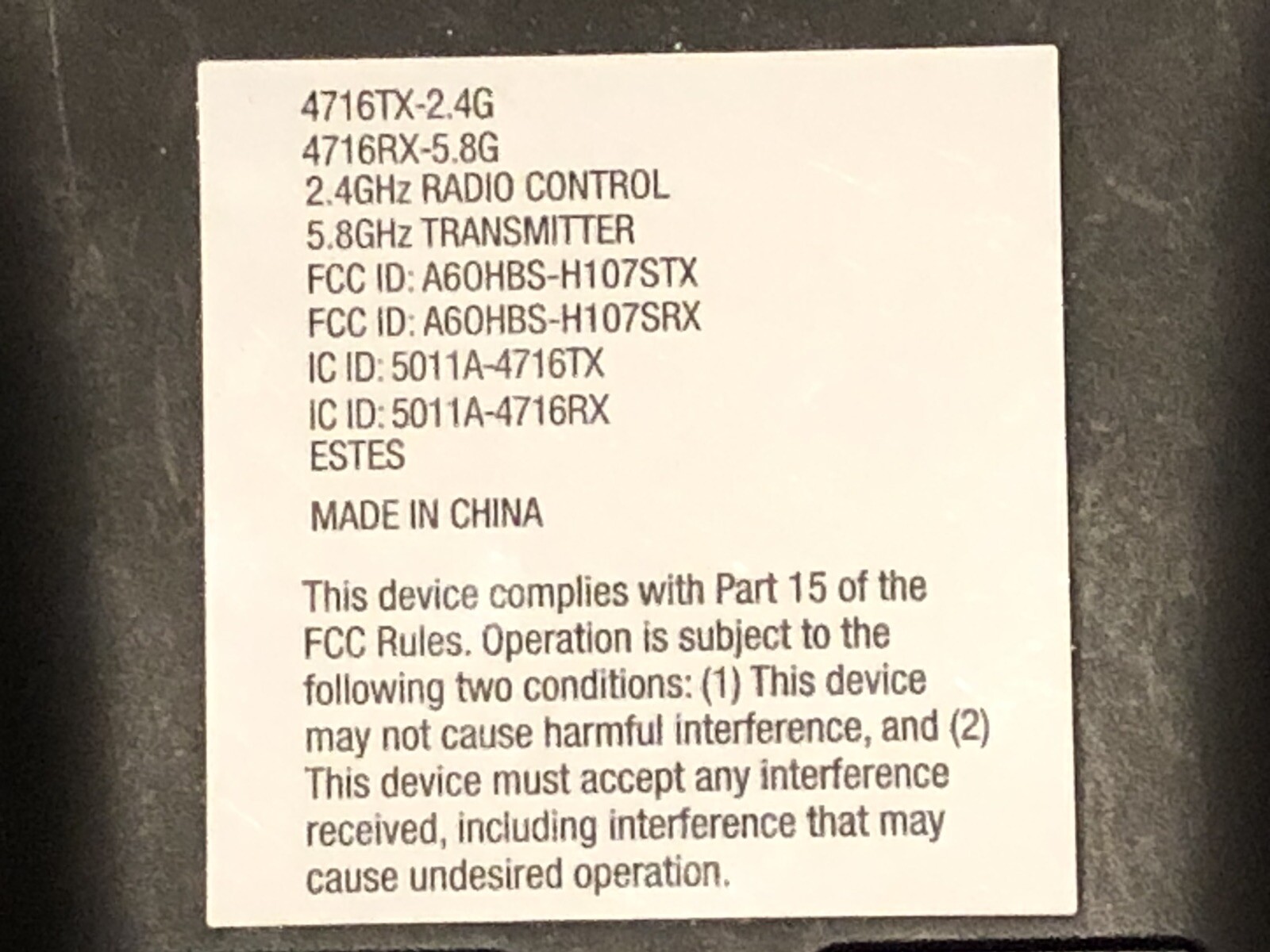 Estes Proto XFPV with LCD Transmitter ONLY