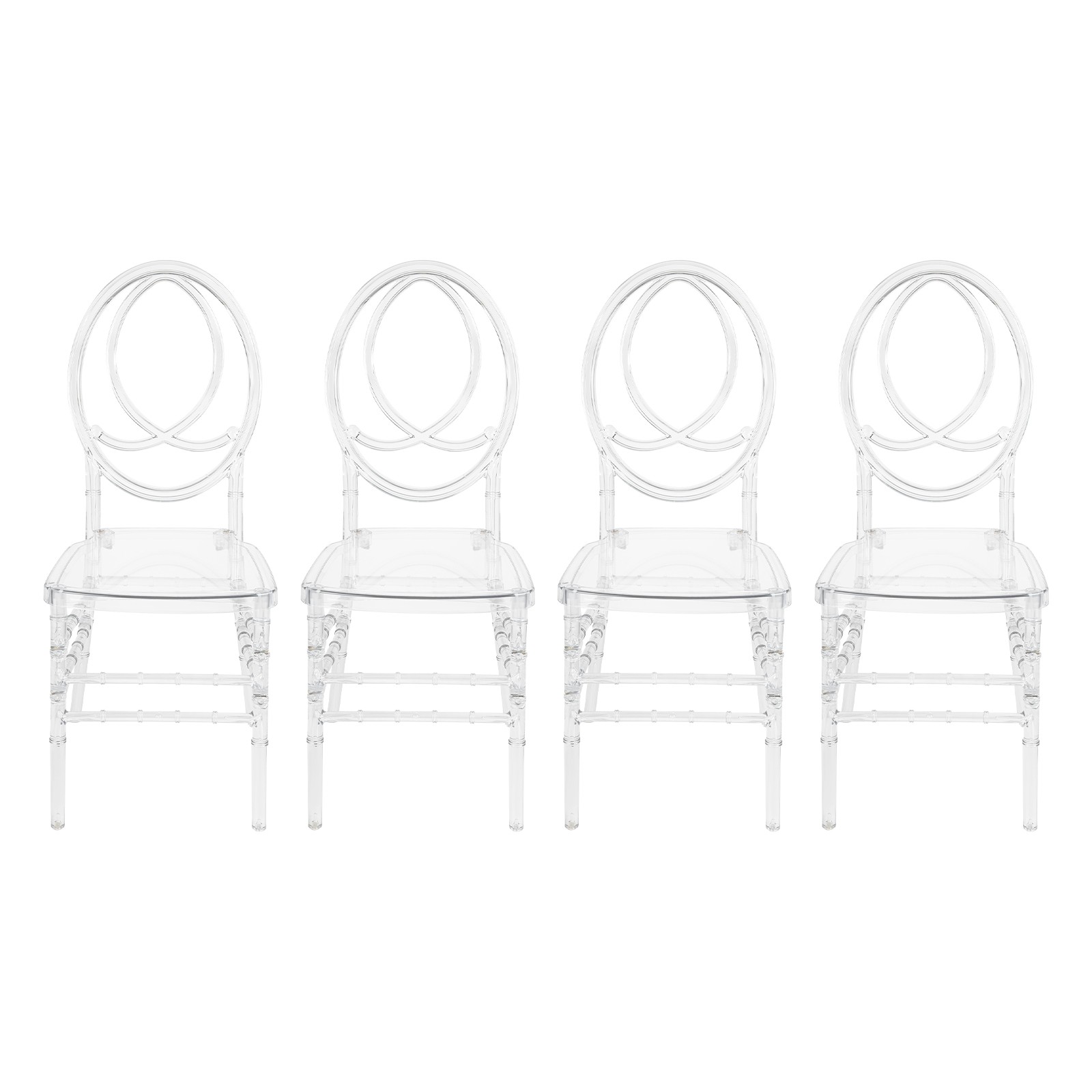 4 Pcs PC Clear Elegant Party Event Wedding Chairs For Banquet& Wedding Halls