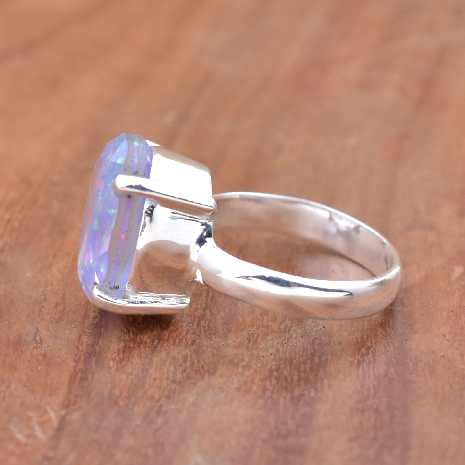 Handmade Ring, Lavender Opal Ring 925 Sterling Silver Cushion Cut Statement Ring
