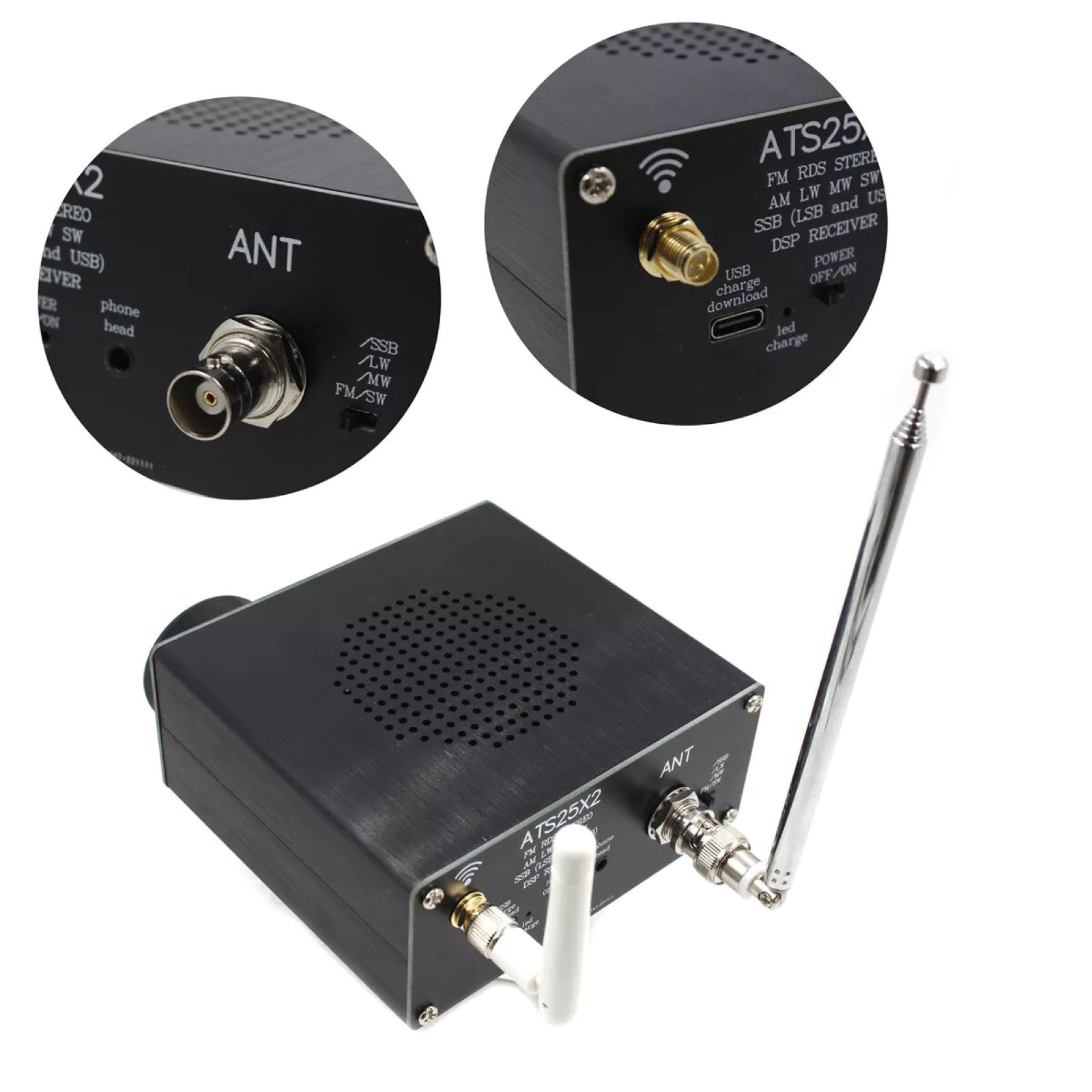 Multi-Function ATS25X2 WIFI Radio Receiver FM RDS AM LW MW SW SSB DSP Antenna