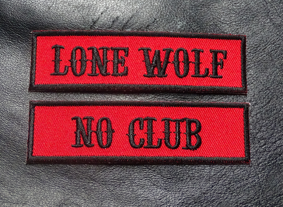 Lone Wolf No Club Embroidered Name tag 2pc iron on Patch