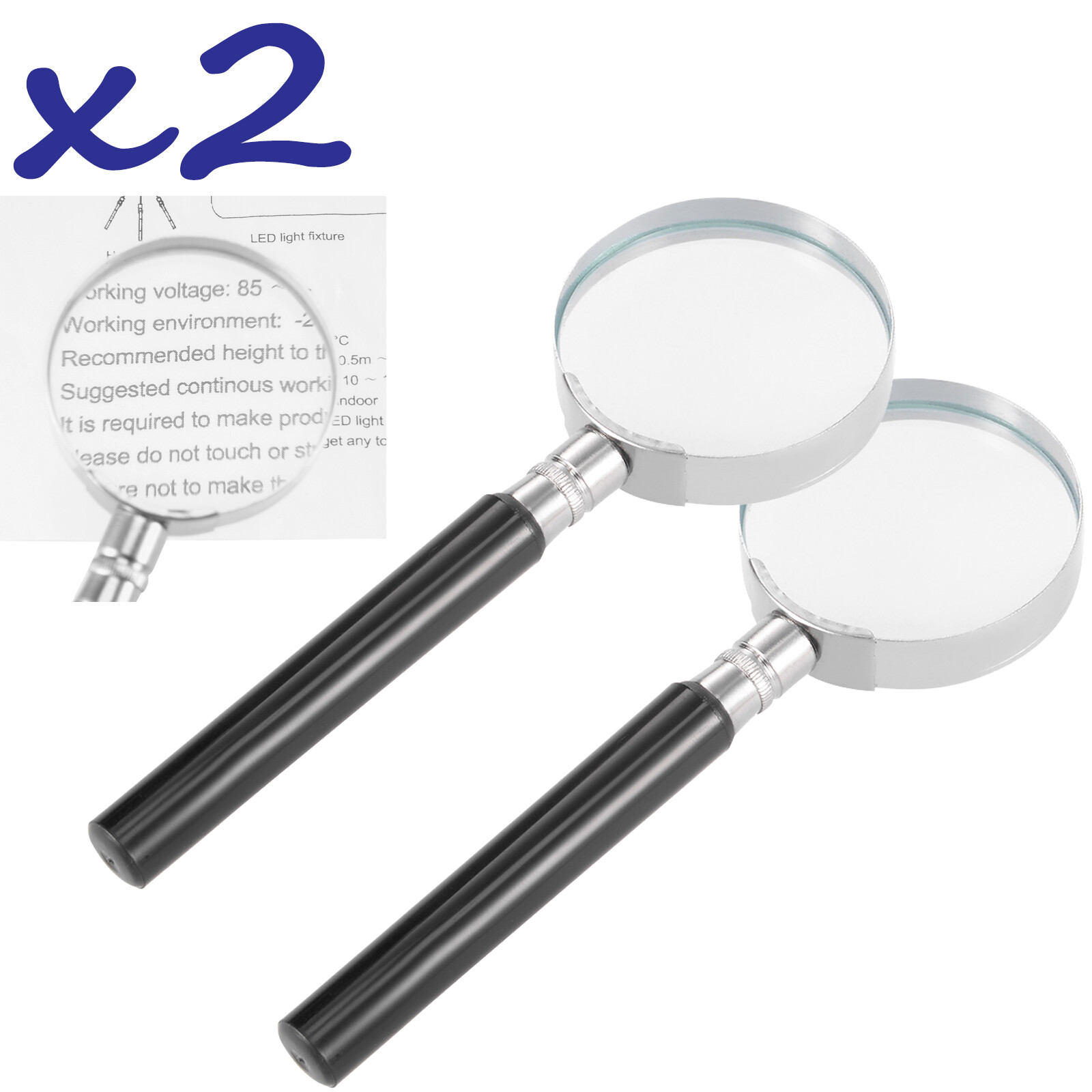 10X Magnification Handheld Magnifier Magnifying Glass Handle Low Vision Aid 50mm