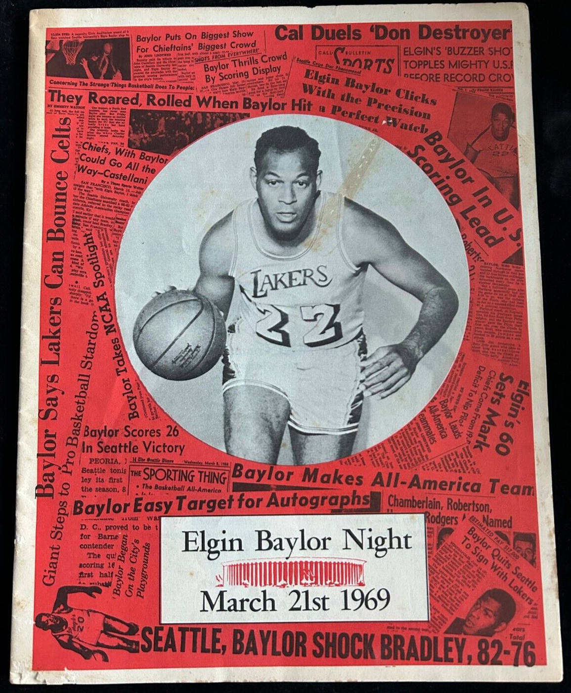 Elgin Baylor Night Program @ Fabulous Forum - March 21st 1969