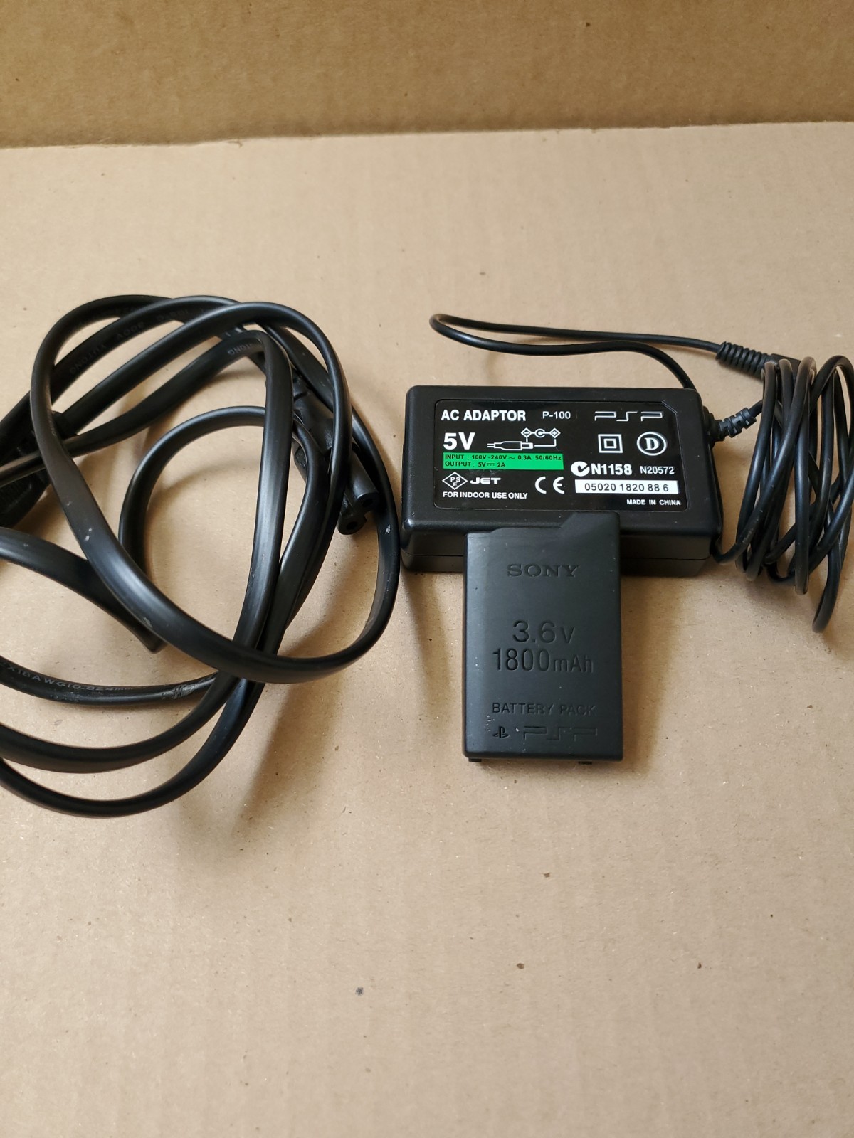 Oem Sony Battery Playstation PSP 1000 3.6v 1800mAh For Parts & Power Cable